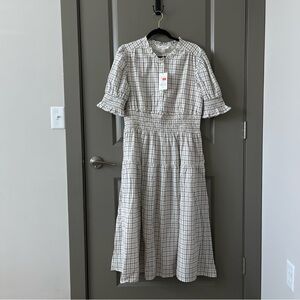 DownEast | Wynna A-Line Midi Dress in Gardenia Plaid